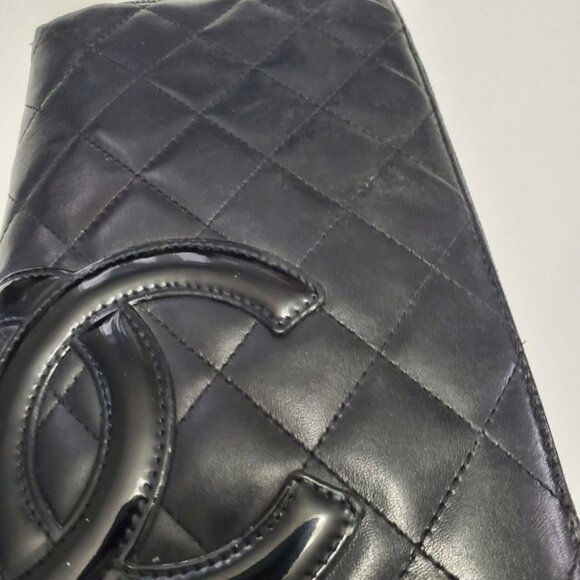 Authentic Chanel Cambon Long Zip Around Wallet Black Pink Organizer - Picture 5 of 14